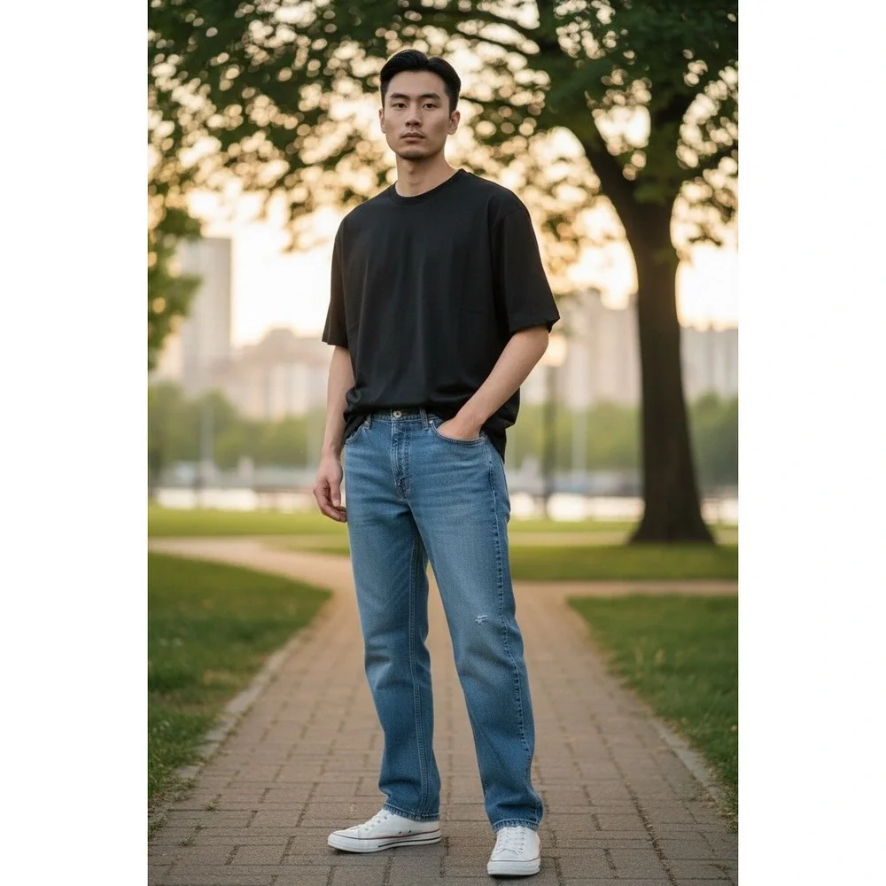 Levi‎ Strauss & Co 514 Mens Jeans W38 L30 Blue Straight Fit Distressed Denim